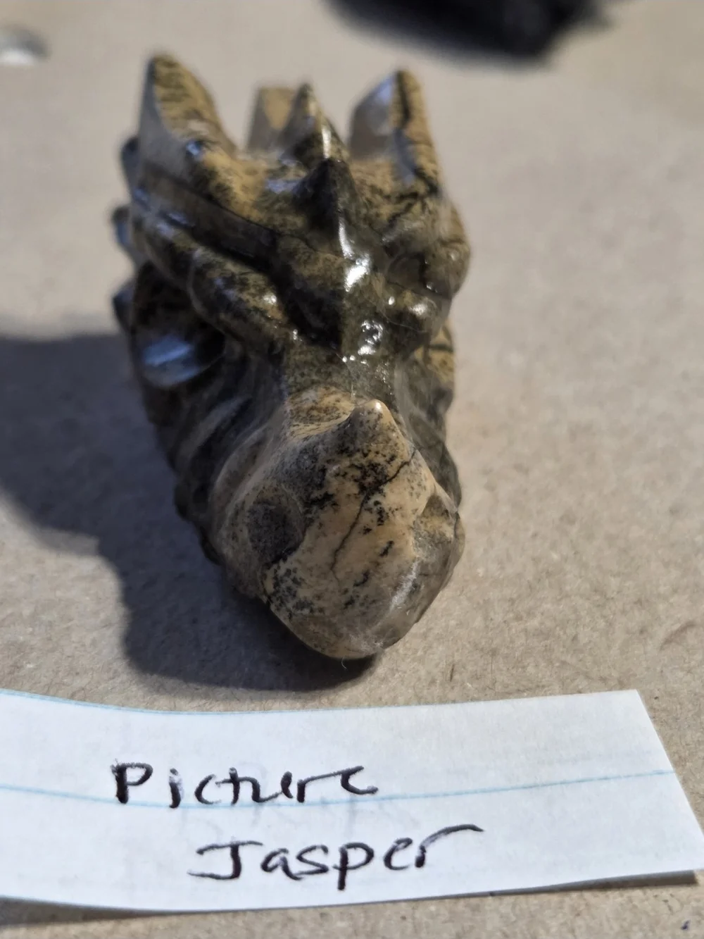 Detailed Picture Jasper Crystal Carved Dragon Head Stone Sculpture Decor